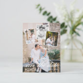 Romantische fotocollage trouwkaart Save the Date Aankondigingskaart (Staand voorkant)