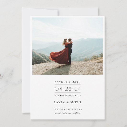 Romantische fototypografie Budget Moderne bruiloft Save The Date (Voorkant)