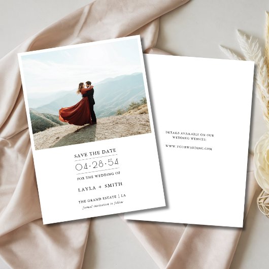 Romantische fototypografie Budget Moderne bruiloft Save The Date