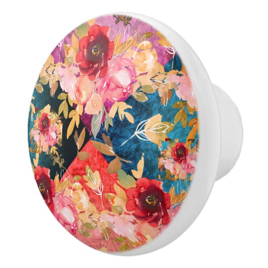 Romantische Franse  bloemen Keramische Knop (Rechts)