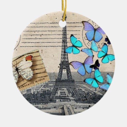 romantische franse franse reisparijs eiffeltoren keramisch ornament (Voorkant)