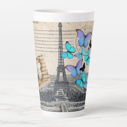 romantische franse franse reisparijs eiffeltoren latte mok (Voorkant)