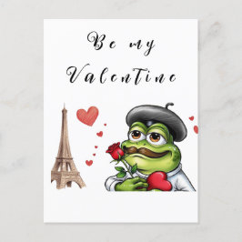 Romantische Franse kikker voor Valentijnsdag Feestdagenkaart