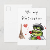 Romantische Franse kikker voor Valentijnsdag Feestdagenkaart (Voorkant / Achterkant)