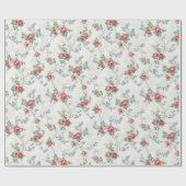 Romantische Franse koraal Rozen Cadeaupapier (Vlak)