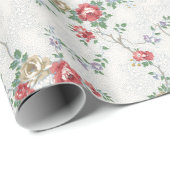 Romantische Franse koraal Rozen Cadeaupapier (Rol Hoek)