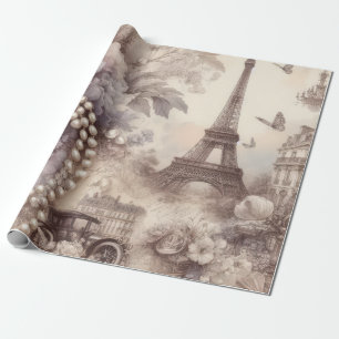 Romantische Franse Lavendel, Eifel & Parels Decoup Cadeaupapier