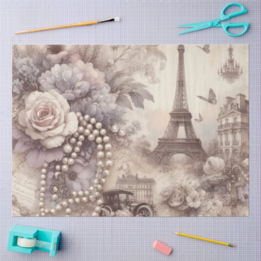 Romantische Franse Lavendel, Eifel & Parels Decoup Tissuepapier (Craft)