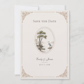 Romantische Franse Reiger Ovale Frame Trouw Save The Date (Voorkant)