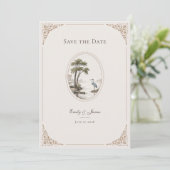 Romantische Franse Reiger Ovale Frame Trouw Save The Date (Staand voorkant)