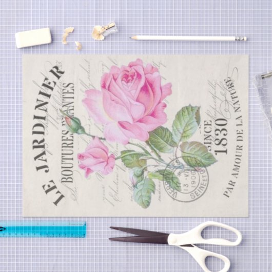 Romantische  Franse roze pony Flower Tissuepapier (Craft)