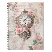 Romantische Franse Rozen, Clock & Filigree Collage Notitieboek (Voorkant)