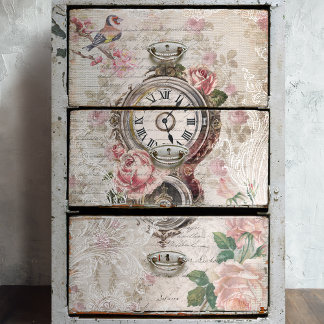 Romantische Franse Rozen, Clock & Filigree ontkopp Tissuepapier