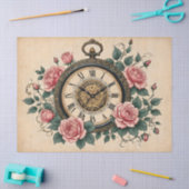 romantische Franse Rozen, klok en filigraan Tissuepapier (Craft)