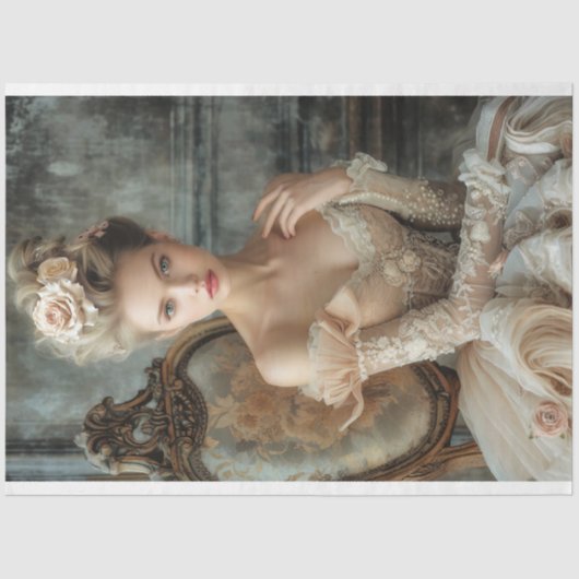 Romantische Franse schoonheid, Portret Decoupage Tissuepapier (Voorkant)