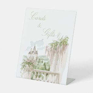 Romantische Franse Tuin Chateau Bruids Kaarten & G Reclamebord Met Voetstuk