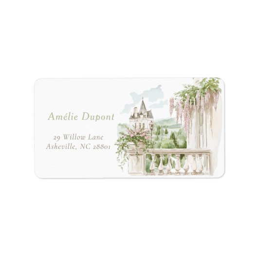 Romantische Franse tuin chateau bruidsdouche Etiket (Voorkant)
