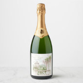 Romantische Franse tuin chateau bruidsdouche Sparkling Wijnetiket (Voorkant)