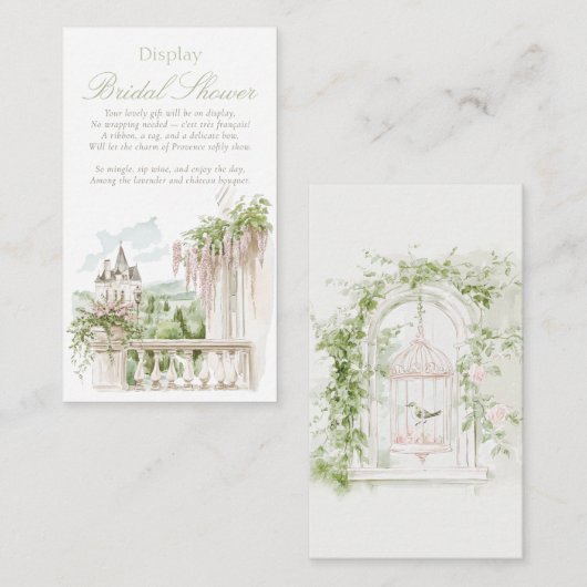 Romantische Franse Tuin Chateau Display Bruids Informatiekaartje (Voorkant / Achterkant)