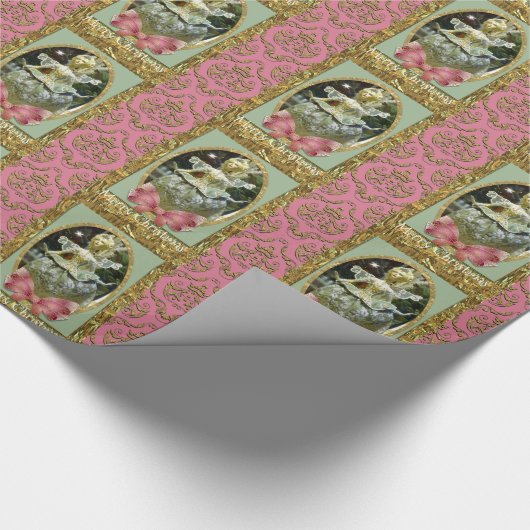 Romantische Franstalige kerstdollar Cadeaupapier (Hoek)