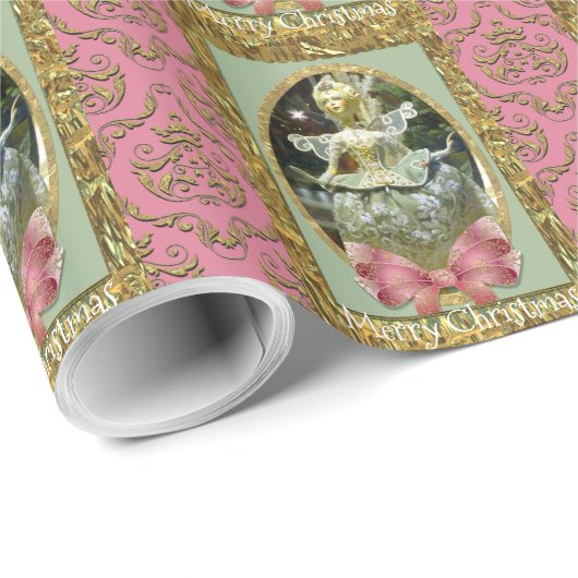 Romantische Franstalige kerstdollar Cadeaupapier (Rol Hoek)