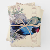 Romantische Franstalige Shabby Chic-vogels en vlin Inpakpapier Vel (In situ)