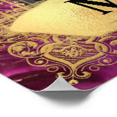 Romantische Fuchsia Draak en Rozen Fantasie Poster (Hoek)