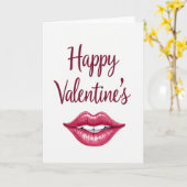 Romantische Fuchsia Lippen Kaart (Gele Bloem)