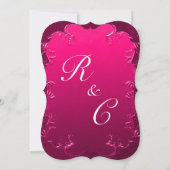 Romantische Fuchsia roze gebogen Kaart (Achterkant)