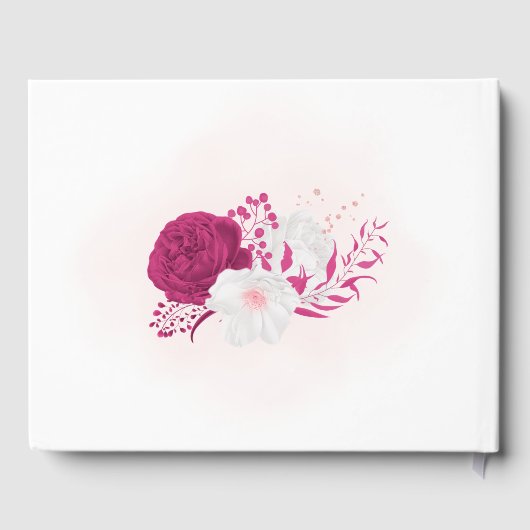 romantische fuchsia white bloemen botanische bruil gastenboek (Achterkant)
