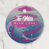 Romantische Fuchsia & Zach Roze Kwaststreek Bedankjes Labels (Voorkant)