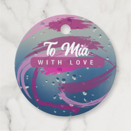 Romantische Fuchsia & Zacht Roze Kwaststreek Bedankjes Labels
