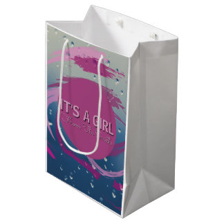 Romantische Fuchsia & Zacht Roze Kwaststreek Medium Cadeauzakje