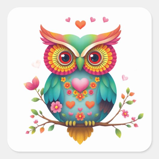 Romantische Fun Owl Stickers (Voorkant)