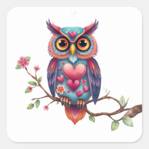 Romantische Fun Owl Stickers