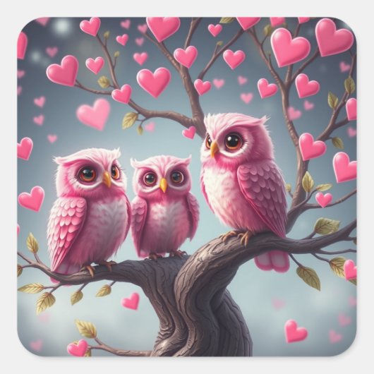 Romantische Fun Owl Stickers (Voorkant)