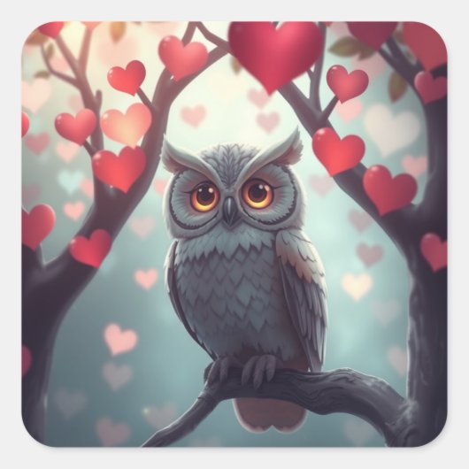 Romantische Fun Owl Stickers (Voorkant)