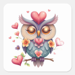 Romantische Fun Owl Stickers