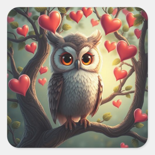 Romantische Fun Owl Stickers (Voorkant)