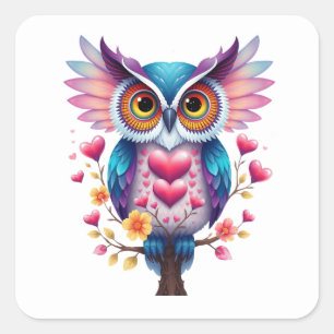 Romantische Fun Owl Stickers