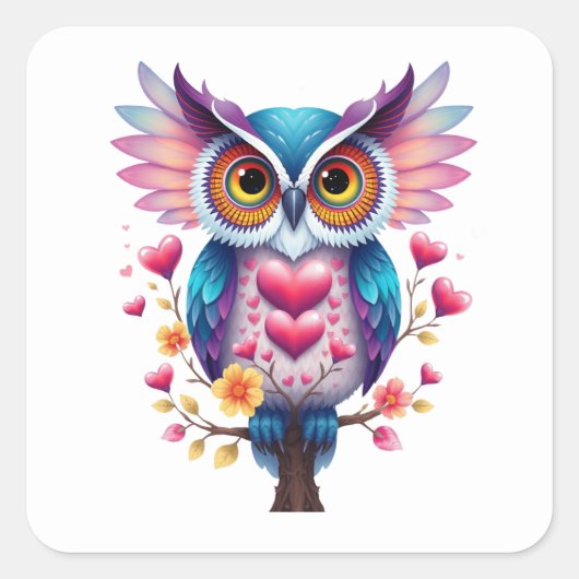 Romantische Fun Owl Stickers (Voorkant)