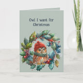 Romantische Fun Uil Ik wil voor Kerstmis is JIJ Kaart (Voorkant)