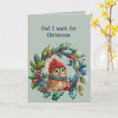 Romantische Fun Uil Ik wil voor Kerstmis is JIJ Kaart (Gele Bloem)