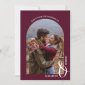 Romantische Gebogen Foto Bordeaux Trouw Kaart (Voorkant)