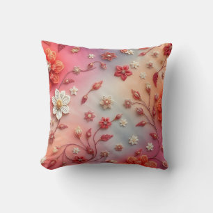 Romantische geborduurde bloemenkussen met print kussen