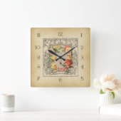 Romantische geculpte Rozen Vierkante Klok (Huis)