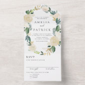 Romantische gedempte bloemenkrans Botanische bruil All In One Uitnodiging (Binnen)