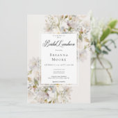 Romantische gedempte witte & roze bloemenbruids lu kaart (Staand voorkant)