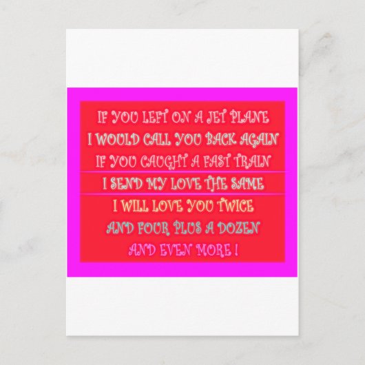 Romantische gedichten kunst voor uw geliefde briefkaart (Voorkant)