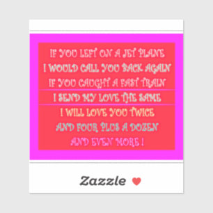 Romantische gedichten kunst voor uw geliefde sticker